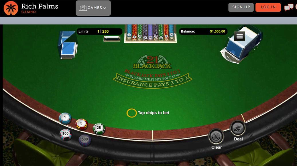 Rich Palms Blackjack Desktop- 21 Blackjack