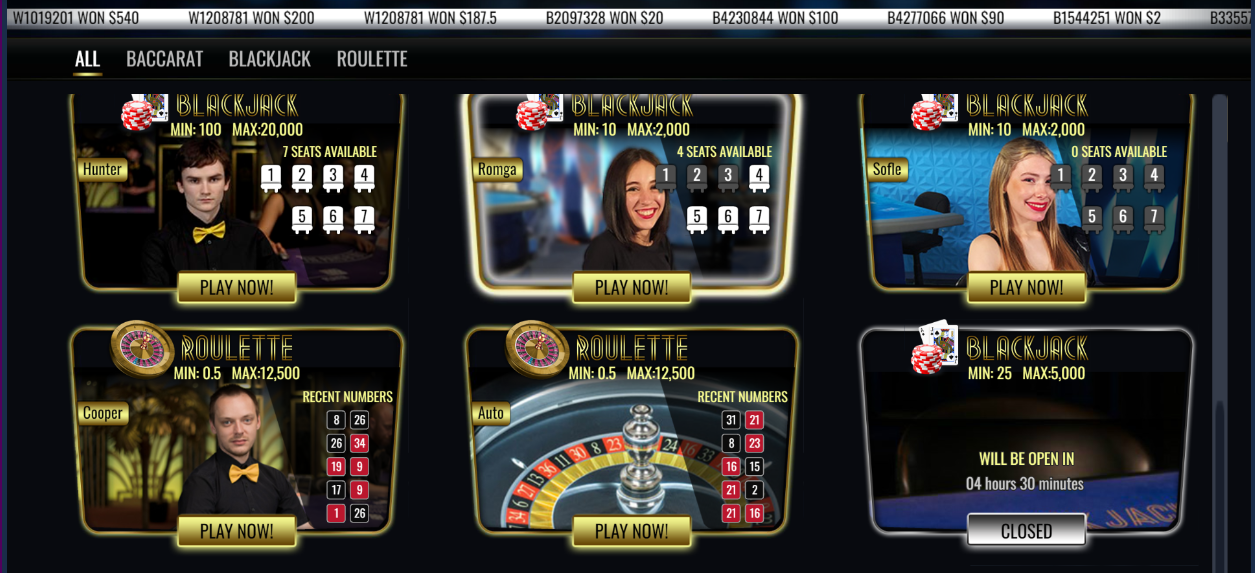 Super Slots Live Dealer Games Desktop