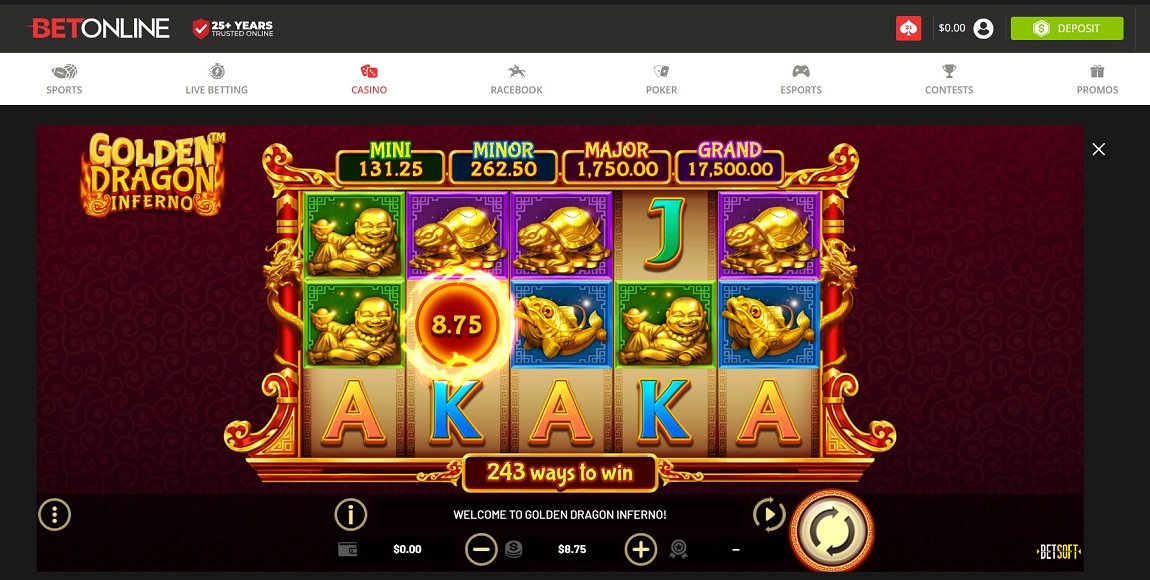 BetOnline Casino Slot Game Desktop- Golden Dragon Inferno