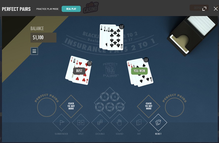 Cafe Casino Blackjack Desktop- Perfect Pairs